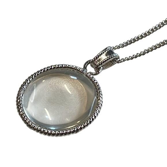 Touch of Silver Long Chain Necklace w/ Clear Gemstone Pendant, NWT! - Picture 2 of 2